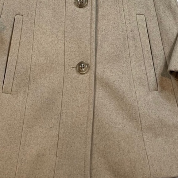 London Fog sz XL heathered tan wool blend single breasted A-line button up coat - Picture 6 of 16